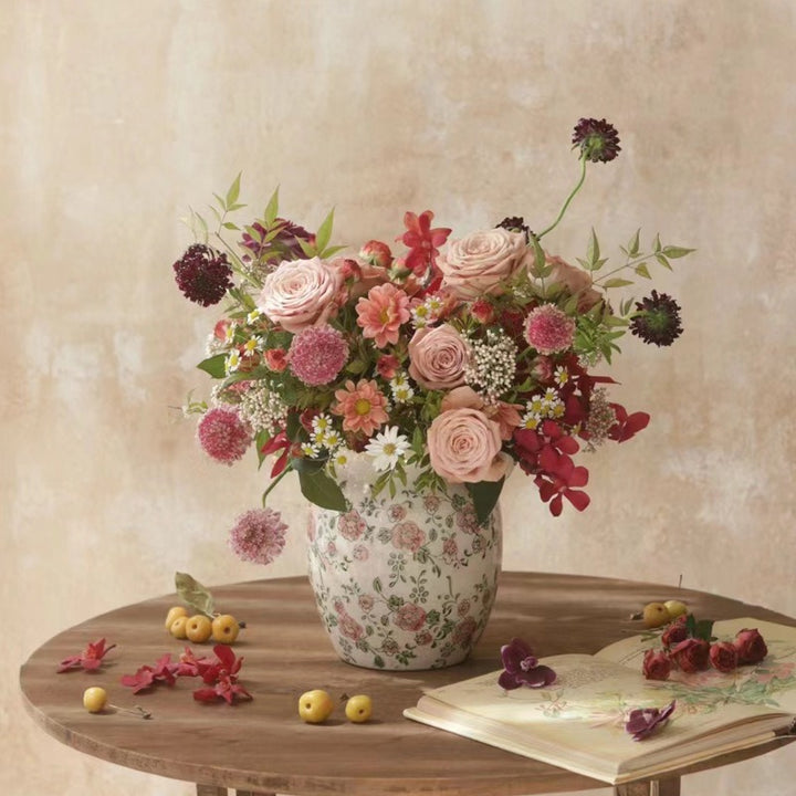 Red Rose Ceramic Vase