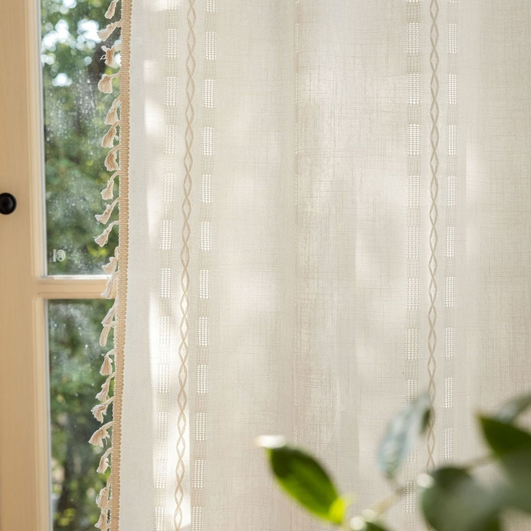 Light Filter Lattice Tassel Curtain