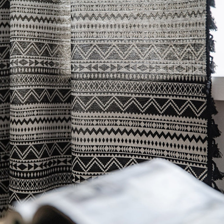 Wild Black Geometry Tassel Curtain