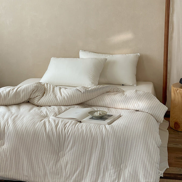 Beige Stripe Summer Quilted Blanket