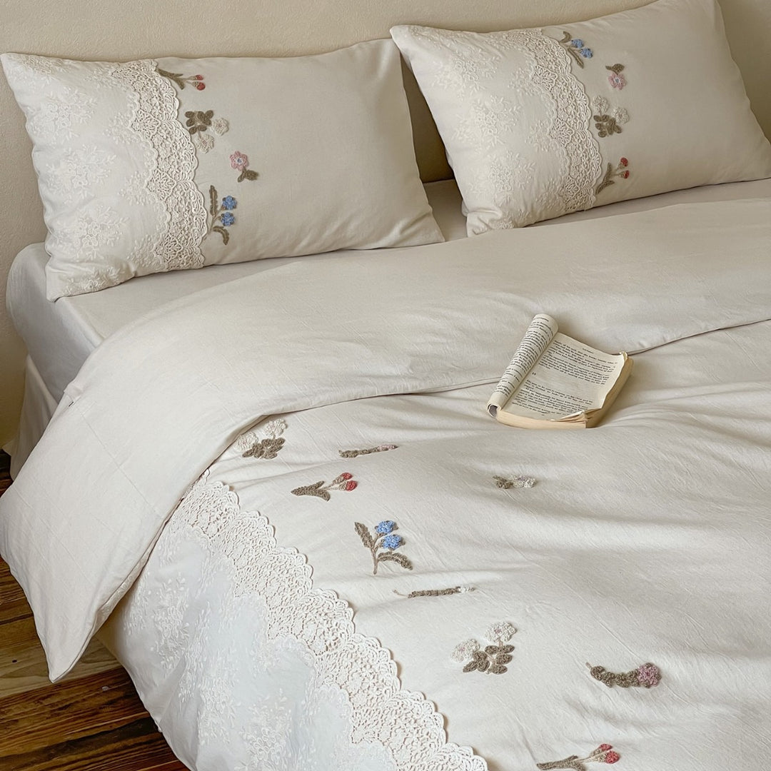 Vivid Floral Cotton Linen Bedding Set