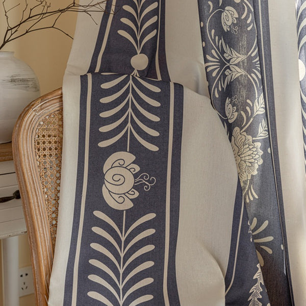 Blue Whirl Floral Curtain