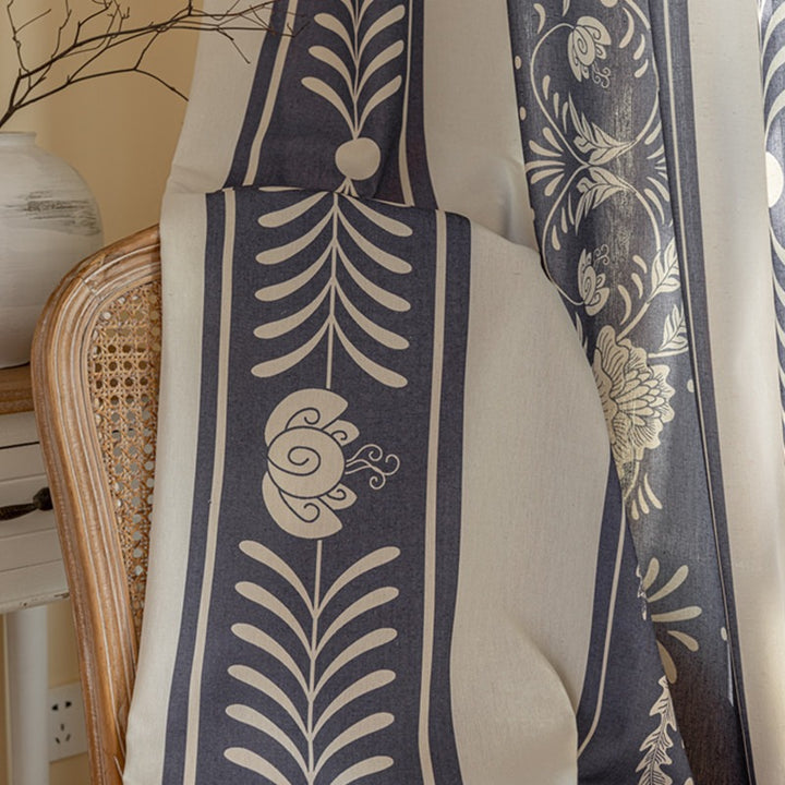 Blue Whirl Floral Curtain