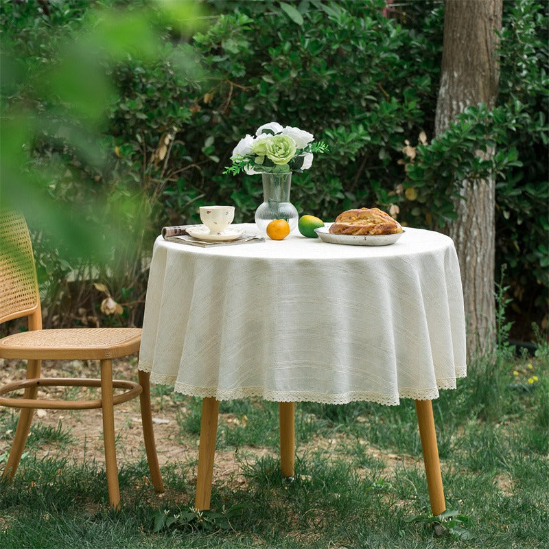 Line Linen Round Tablecloth