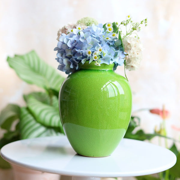Green Crackle Ceramic Vase