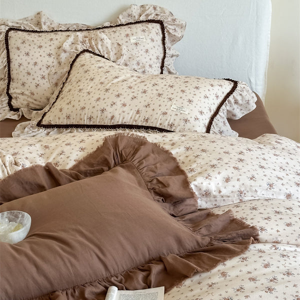 Brown Floral Bedding Set