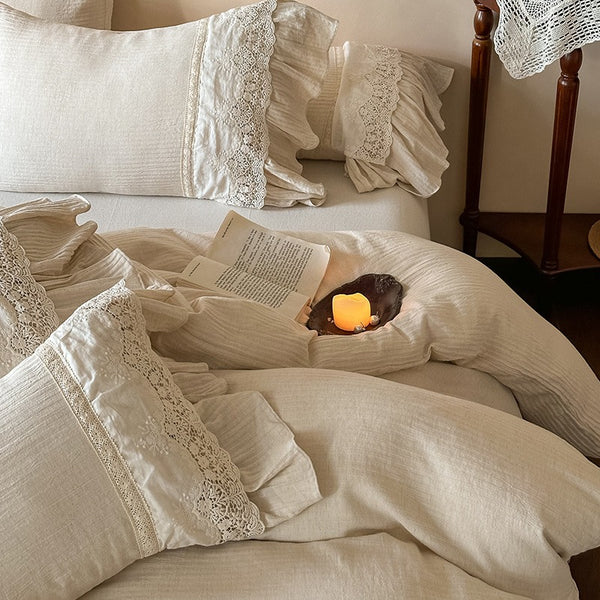 Beige Linen Bedding Set