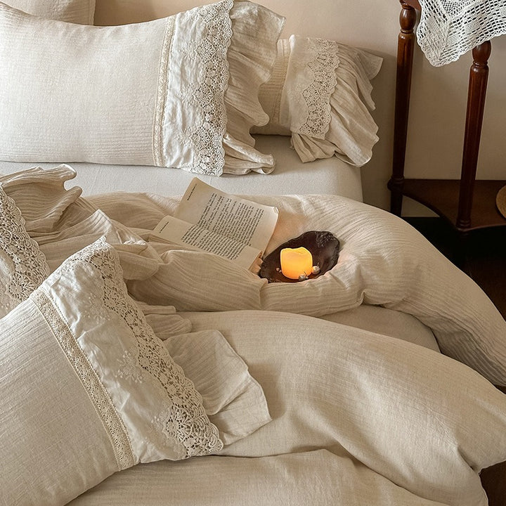 Beige Linen Bedding Set