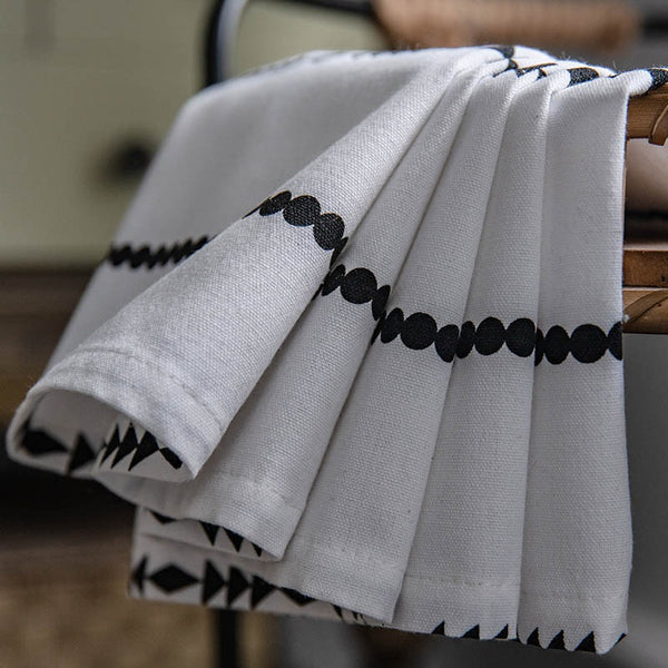 Boho Style Black and White Curtain
