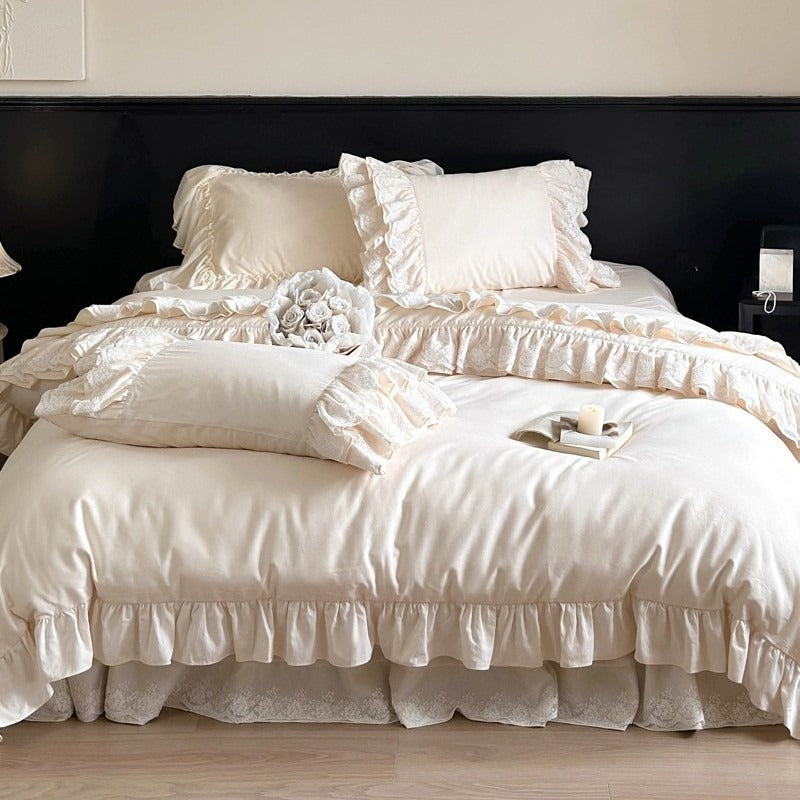 Jasmine Cream Ruffle Bedding Set