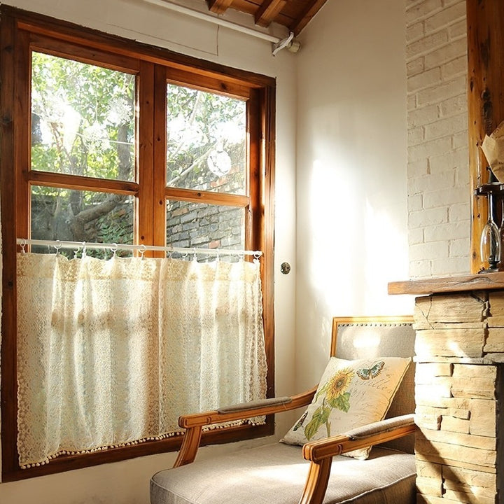 Lace Pom Pom Cabinet Curtain