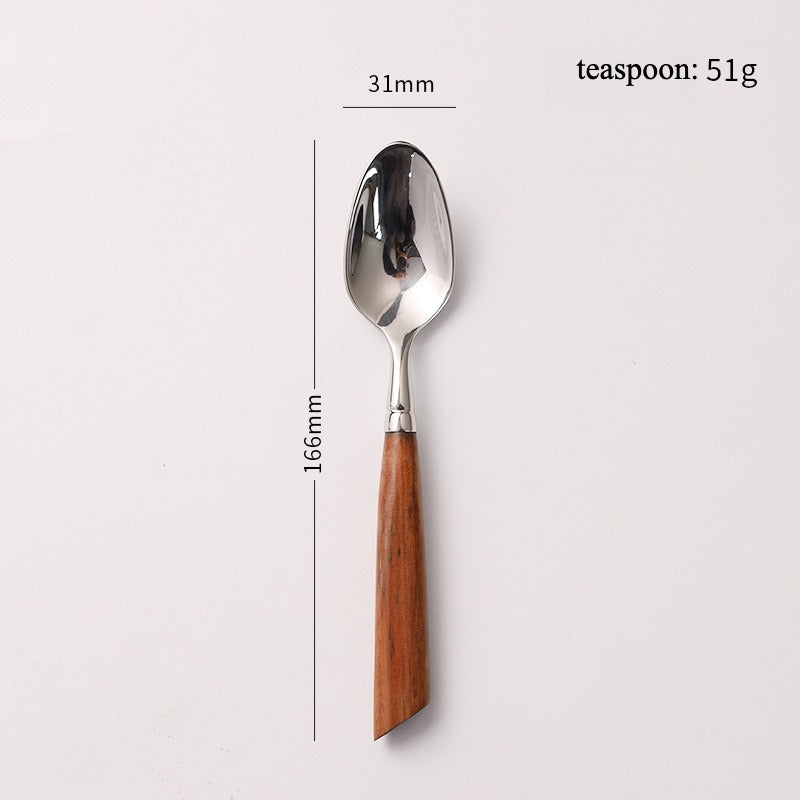 Wood Handle Silver Cutlery Set