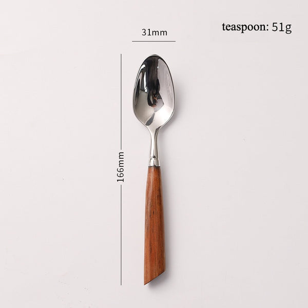 Wood Handle Silver Cutlery Set