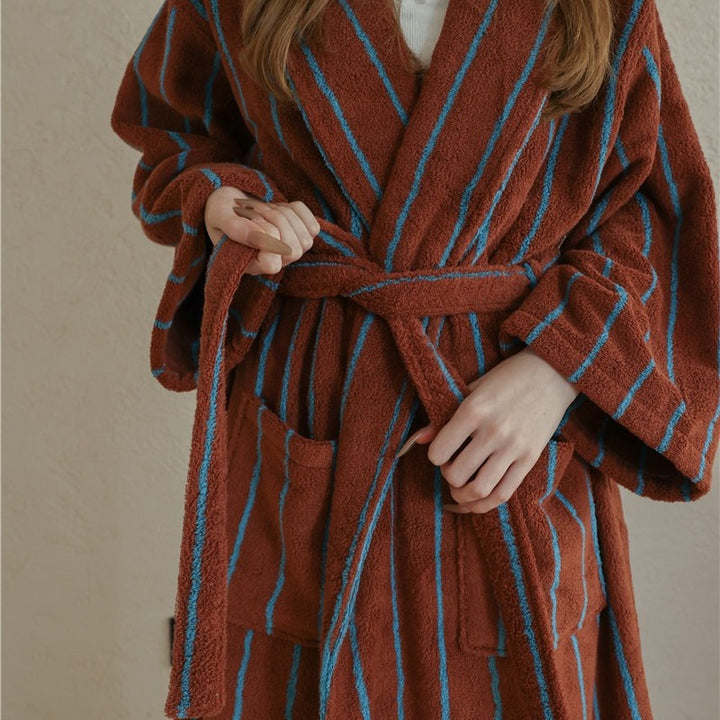 Nostalgic Soft Striped Bathrobe