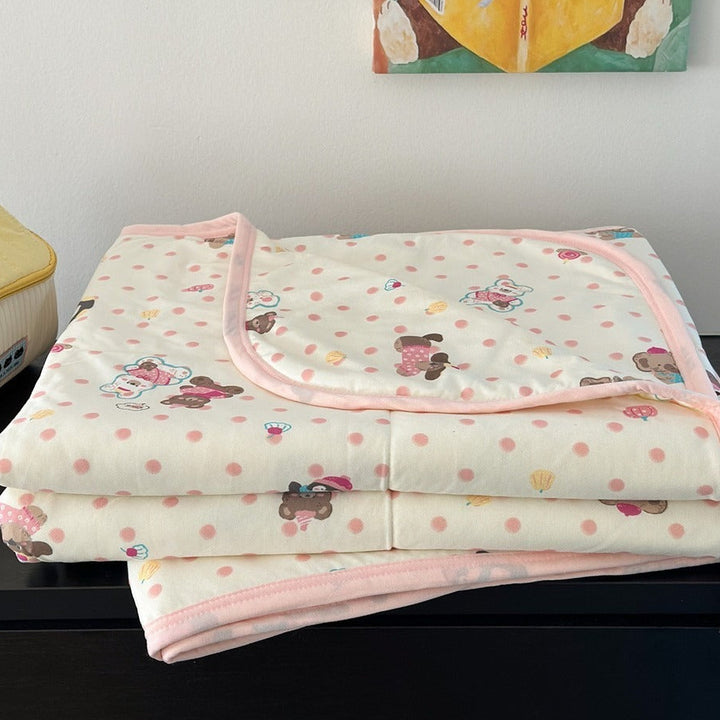 Pink Polka Summer Quilted Blanket