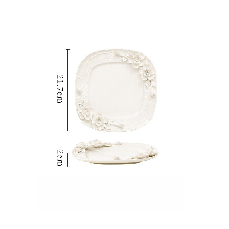 Beauty Rose Embossed Square Plate Collection