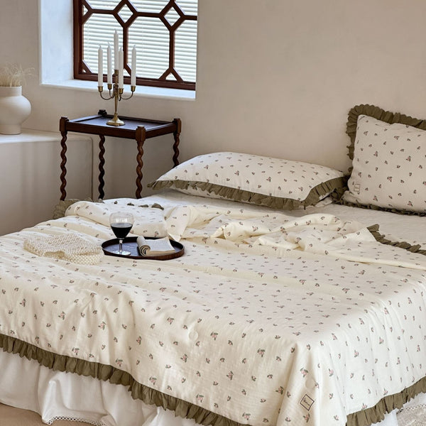 Sage Bud Summer Quilted Blanket