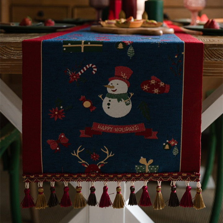 Snowman Tassel Table Runner