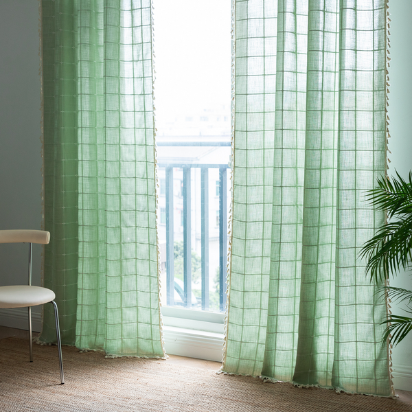 Sunlit Check Fringe Curtain