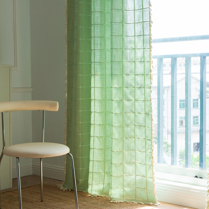 Sunlit Check Fringe Curtain