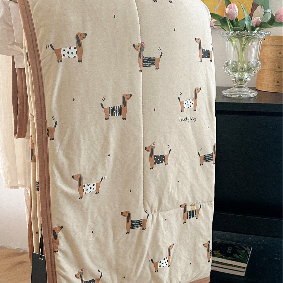 Dachshund Summer Quilted Blanket