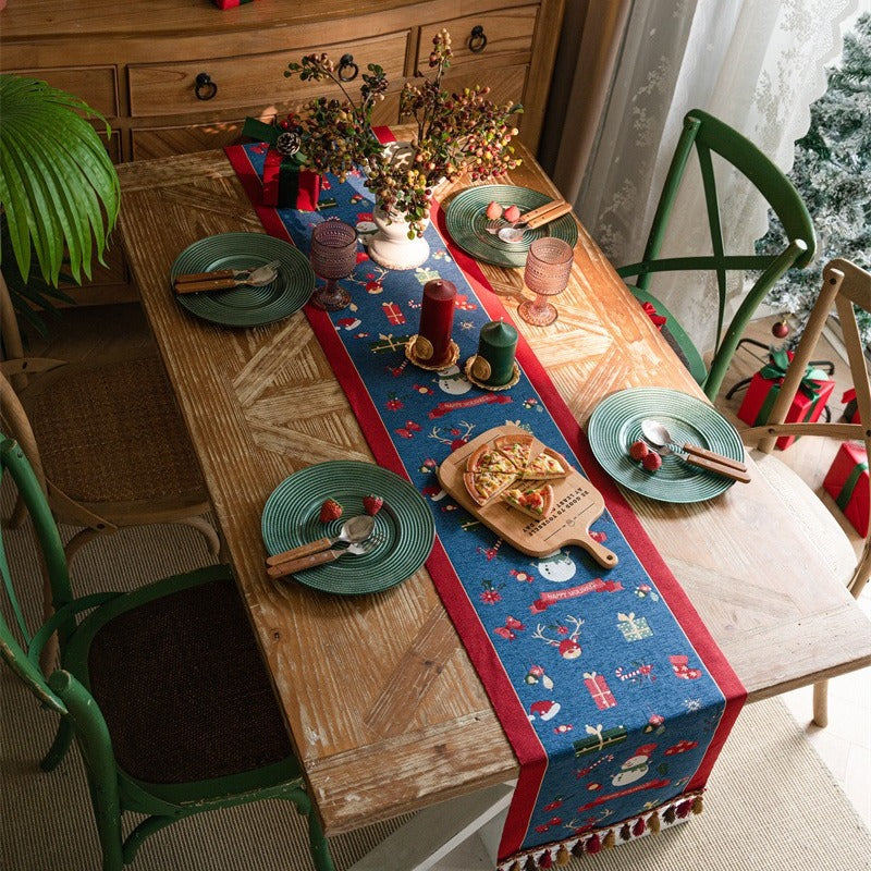 Snowman Tassel Table Runner