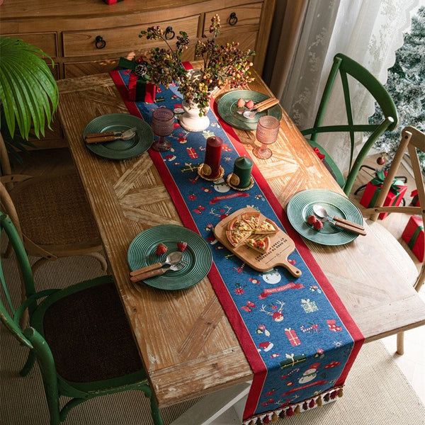 Snowman Tassel Table Runner