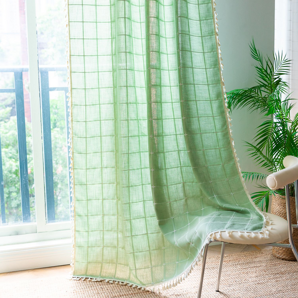 Sunlit Check Fringe Curtain