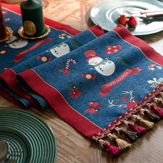 Snowman Tassel Table Runner