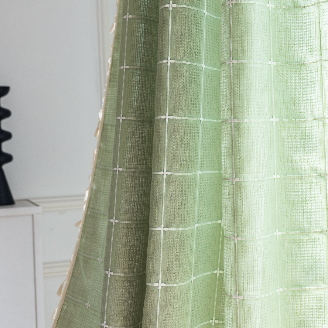 Sunlit Check Fringe Curtain