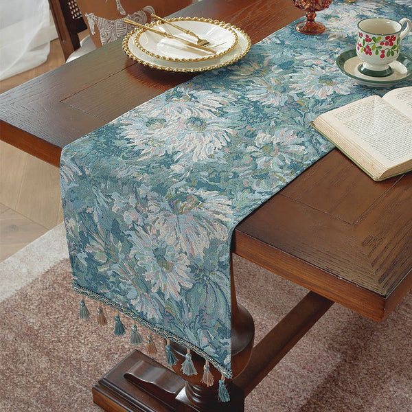 Blue Gerbera Table Runner