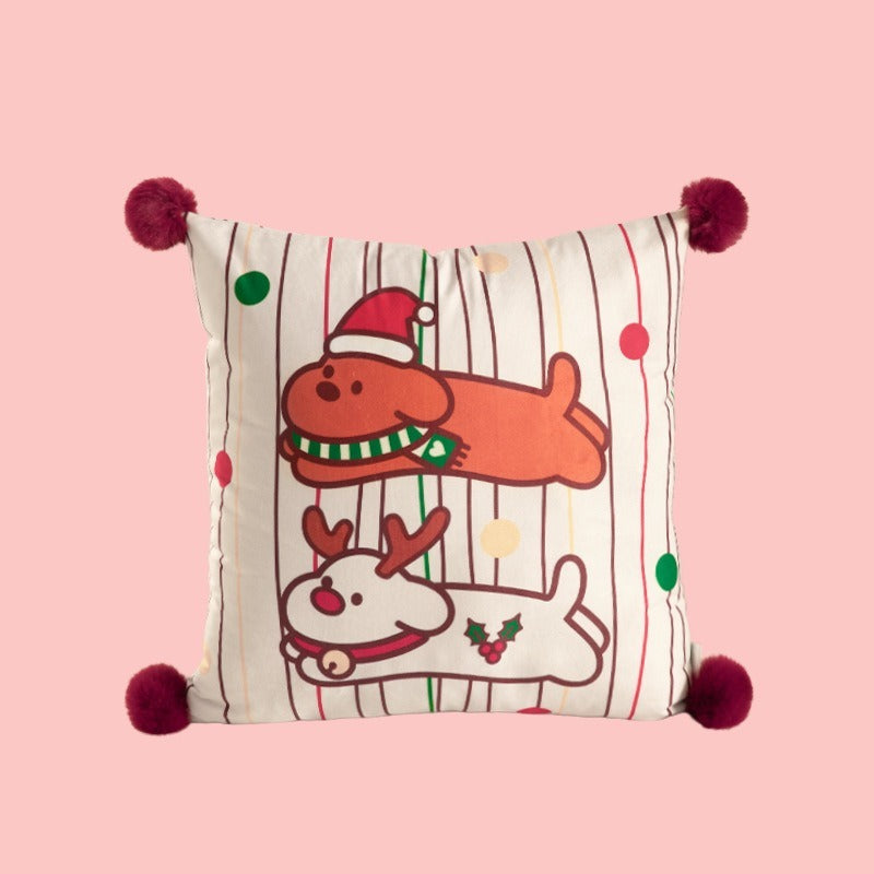 Xmas Pom-Pom Square Cushion