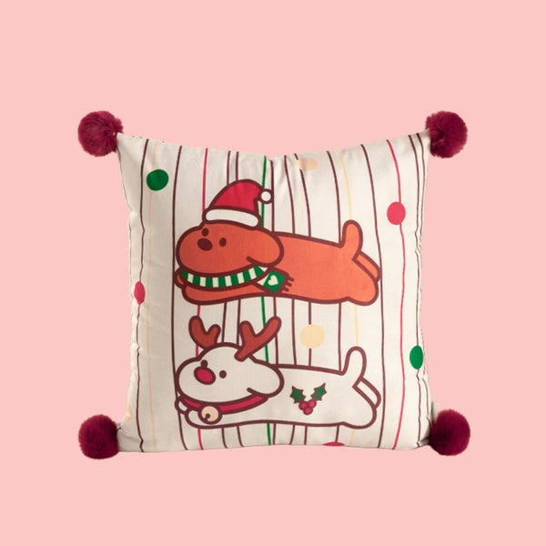 Xmas Pom-Pom Square Cushion