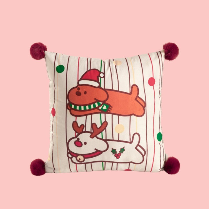 Xmas Pom-Pom Square Cushion