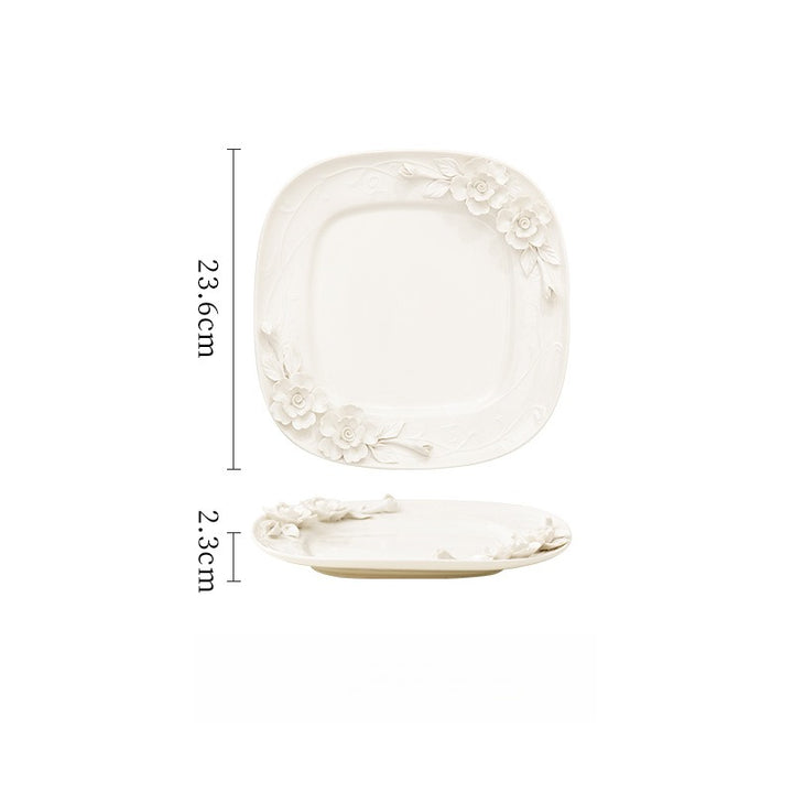 Beauty Rose Embossed Square Plate Collection