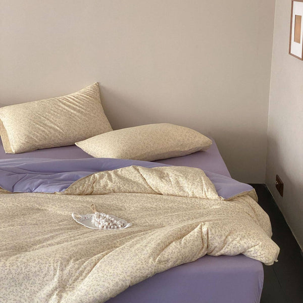 Cream Lavender Summer Quilted Blanket