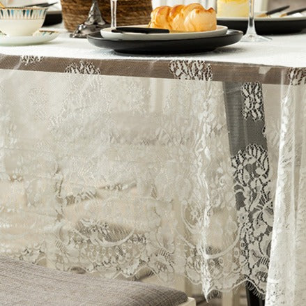 Cloudy White Lace Table Cloth