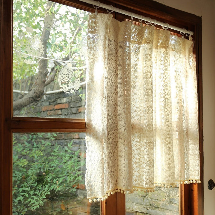 Lace Pom Pom Cabinet Curtain