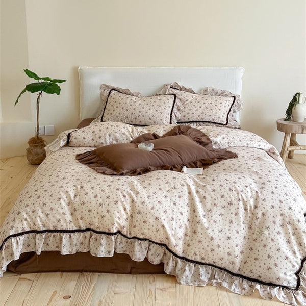 Brown Floral Bedding Set