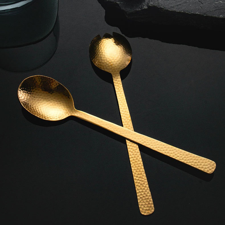 Gold Hammer Texture Salad Cutlery
