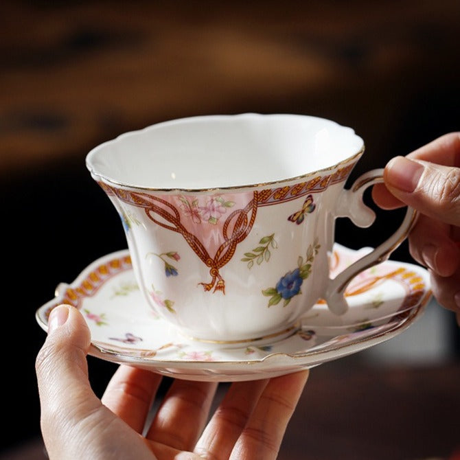 Scalloped Rope Floral Teacup Set