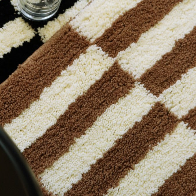 Vintage Checker Fluffy Rug