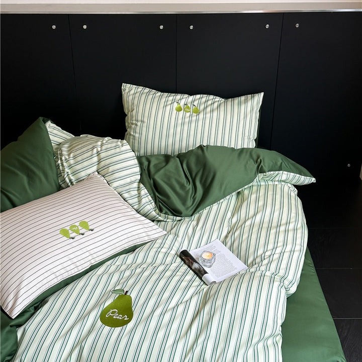 Green Pear Retro Bedding Set