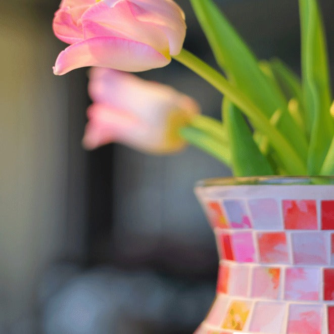 Pink Mosaic Glass Vase