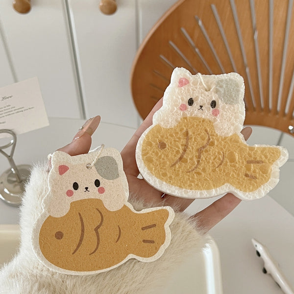 Taiyaki Kitty Dish Sponge Set