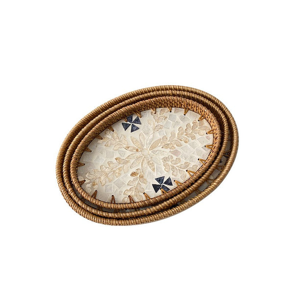 Shell Art Oval Tray Set