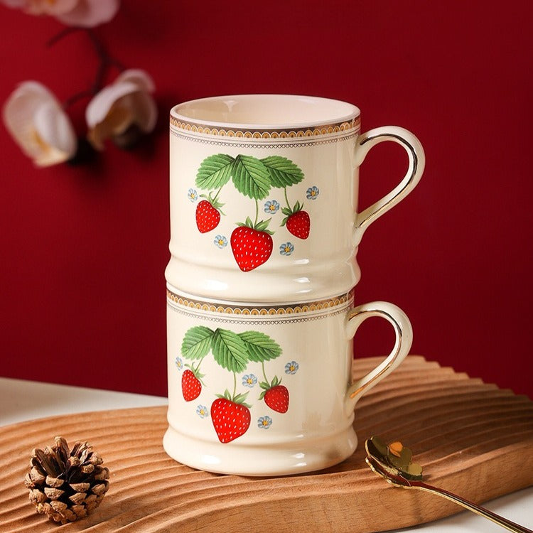 Gold Rim Strawberry Mug