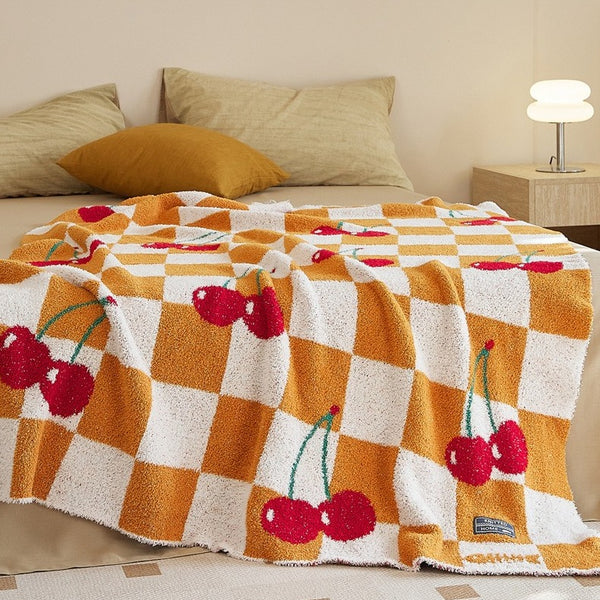 Cherry Picnic Checker Throw
