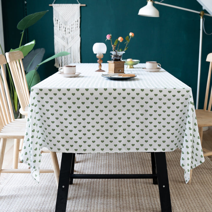 Heart Polka Dots Table Cloth