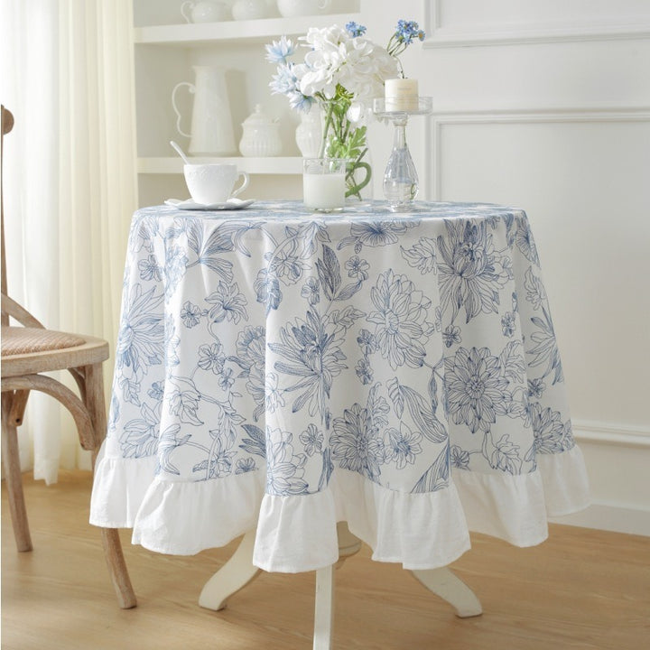Blue Floral Tablecloth